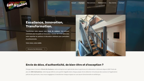 Capture d'écran du site web de Envie De Couleurs, conçu avec un design professionnel et une navigation intuitive.