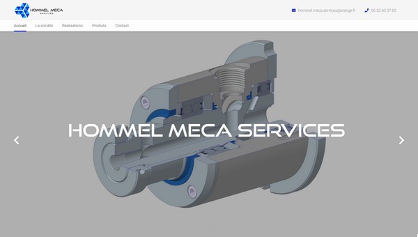 Capture d'écran du site web de Hommel Meca Services, conçu avec un design professionnel et une navigation intuitive.