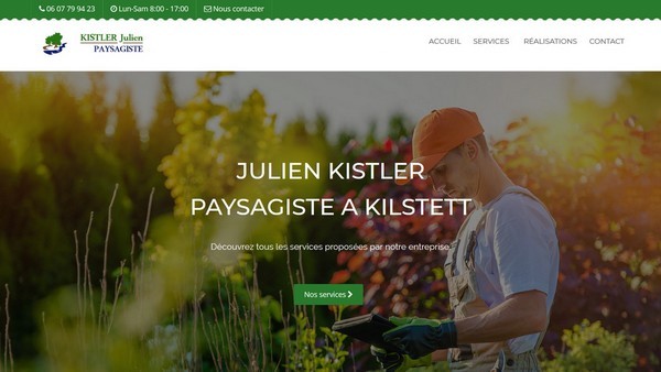 Capture d'écran du site web de Julien KISTLER, conçu avec un design professionnel et une navigation intuitive.