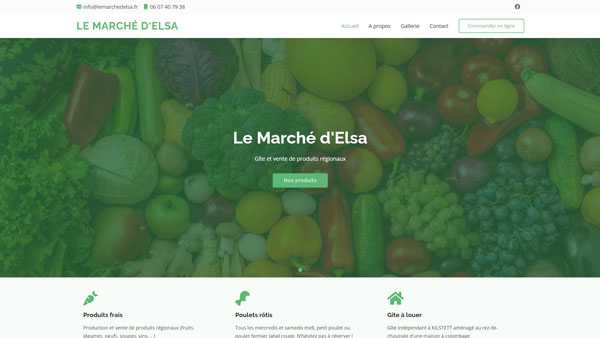 Capture d'écran du site web du marché d'Elsa à KILSTETT, conçu avec un design professionnel et une navigation intuitive.